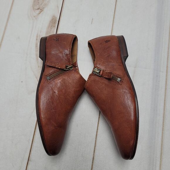 Frye Terri Cognac flat loafers booties boots shooties low ankle - Picture 5 of 9